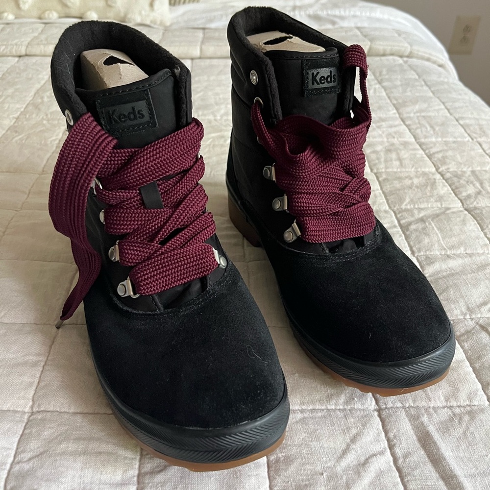 Keds Black Boots with Maroon Laces